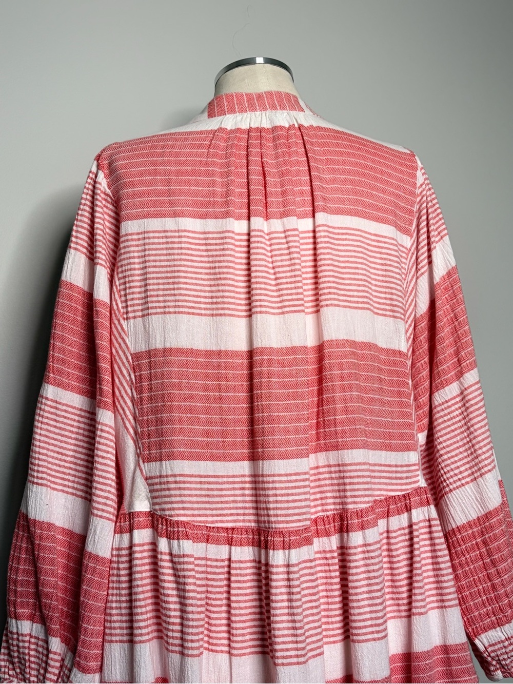 Seafolly Coral and White Cotton Striped Mini Dress, Small/Medium - Picture 7 of 10